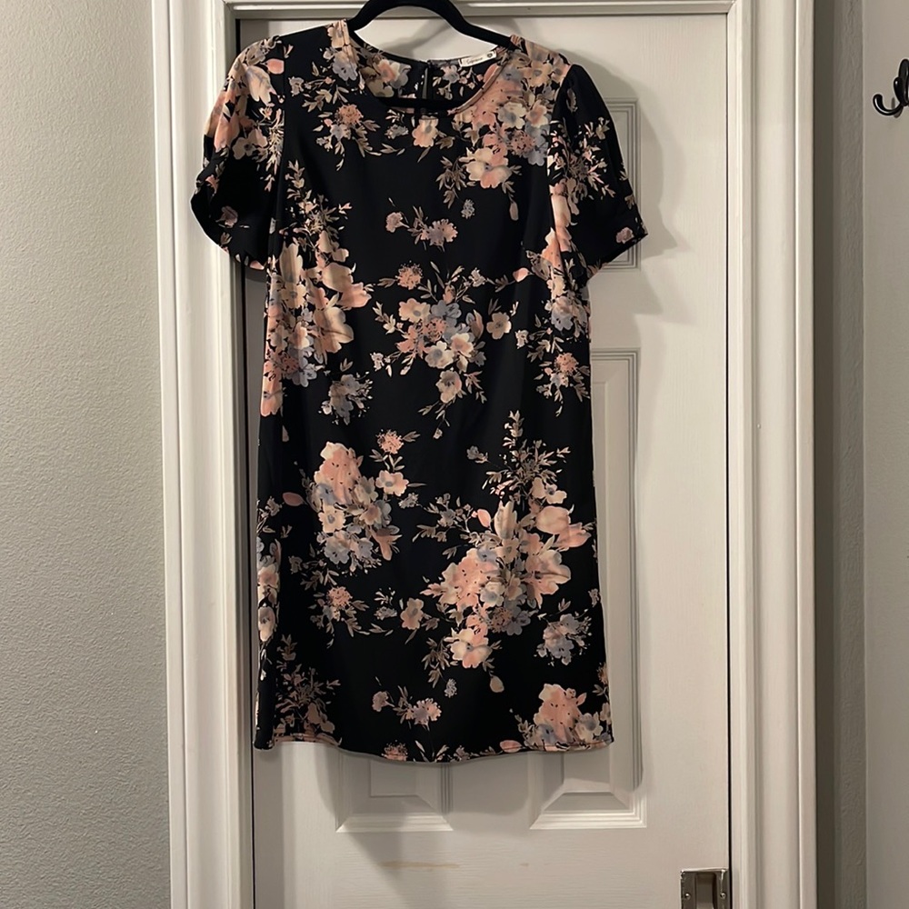 Floral silk shift dress, medium.
